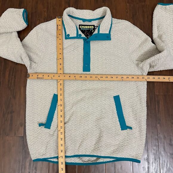 CHUBBIES Wanderers Club Textured Fleece Pullover Beige 1/4 Snap Outdoor - Picture 9 of 10